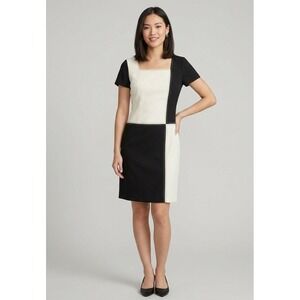 Spenser Jeremy Dress size 10 Black White Colorblock Square Neck Short Sleeve